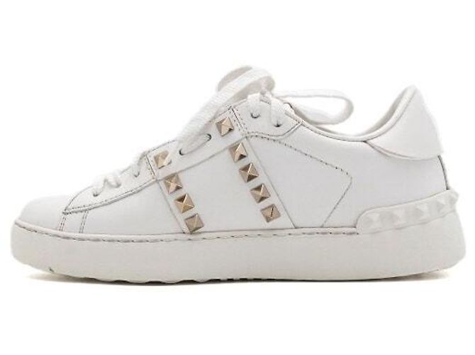 Valentino Baskets Untitled pour femme en cuir blanc avec Rockstud - vue 4