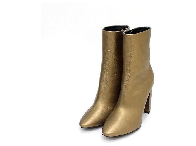 Saint Laurent Botines de piel dorada para mujer - vista 3