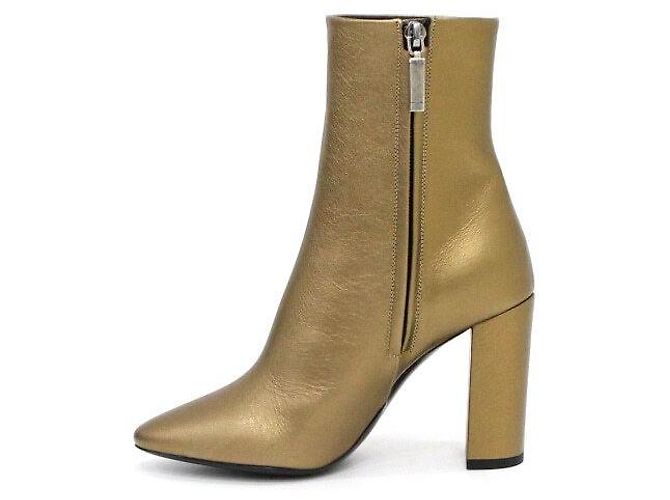 Saint Laurent Botines de piel dorada para mujer - vista 4