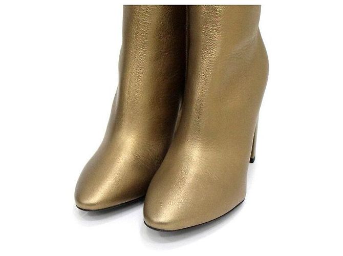 Saint Laurent Botines de piel dorada para mujer - vista 6