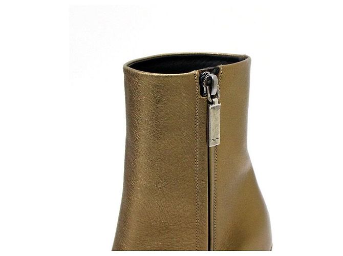 Saint Laurent Botines de piel dorada para mujer - vista 8