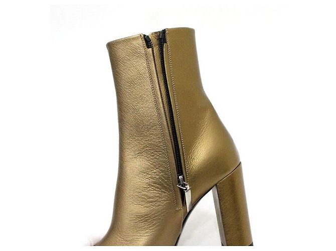 Saint Laurent Botines de piel dorada para mujer - vista 9