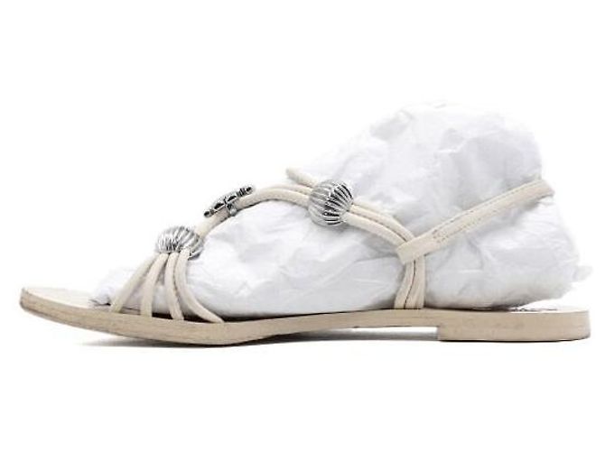 Tory Burch Sandali Mules e Pantofole da Donna in Pelle Avorio con Logo - vista 4