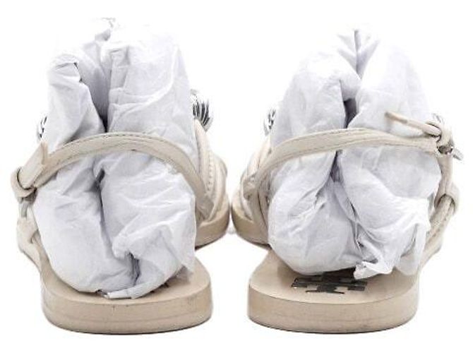 Tory Burch Sandali Mules e Pantofole da Donna in Pelle Avorio con Logo - vista 8