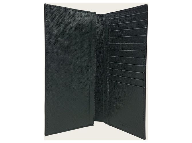 Prada Emerald Green Metal Logo Saffiano Leather Long Wallet - view 4