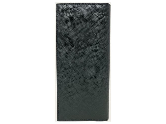 Prada Emerald Green Metal Logo Saffiano Leather Long Wallet - view 5
