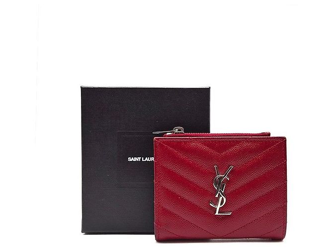 Saint Laurent Monogramm Bi-Fold Wallet Rot - Ansicht 8