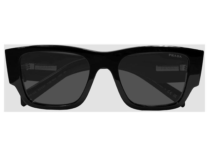 Prada Square Sunglasses Triangle Metal Logo Black - view 10