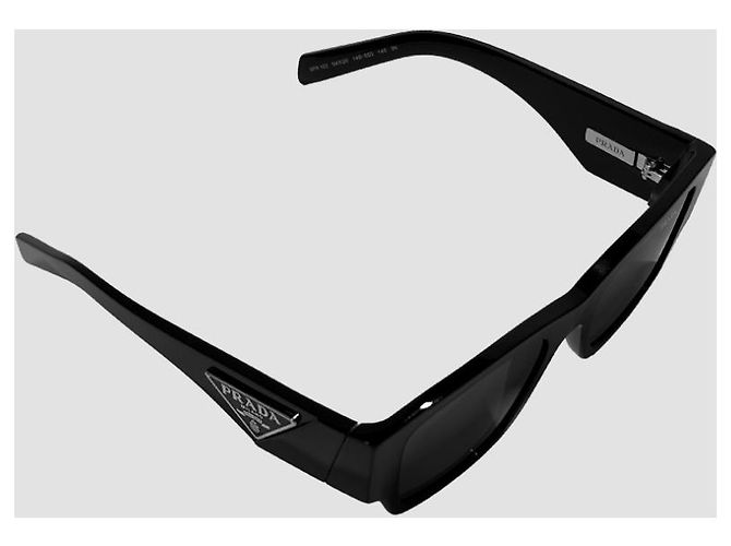 Prada Square Sunglasses Triangle Metal Logo Black - view 13