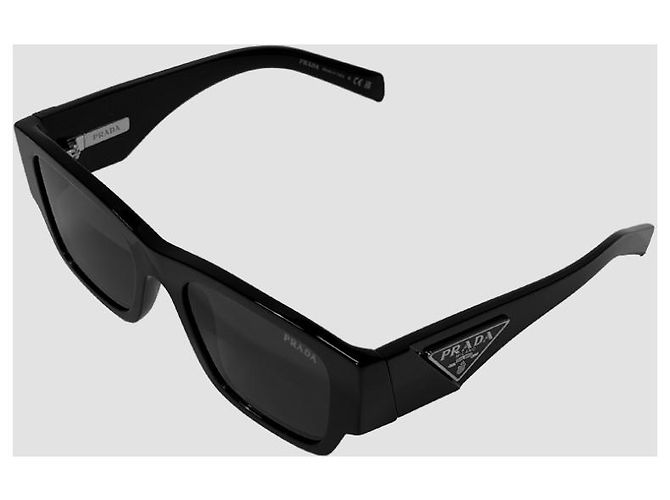 Prada Square Sunglasses Triangle Metal Logo Black - view 14