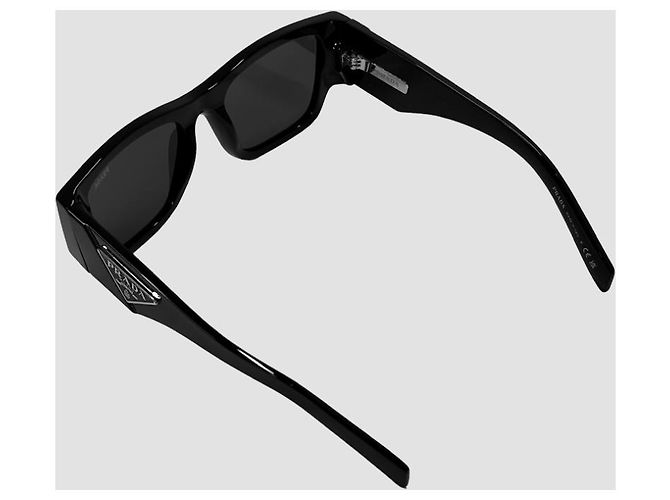 Prada Square Sunglasses Triangle Metal Logo Black - view 16