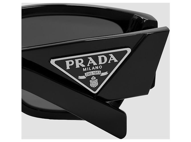 Prada Square Sunglasses Triangle Metal Logo Black - view 19