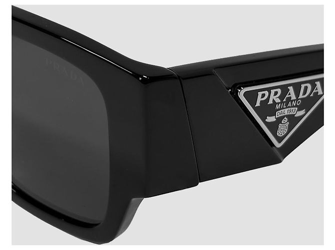 Prada Square Sunglasses Triangle Metal Logo Black - view 20