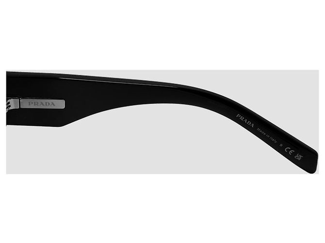 Prada Square Sunglasses Triangle Metal Logo Black - view 22