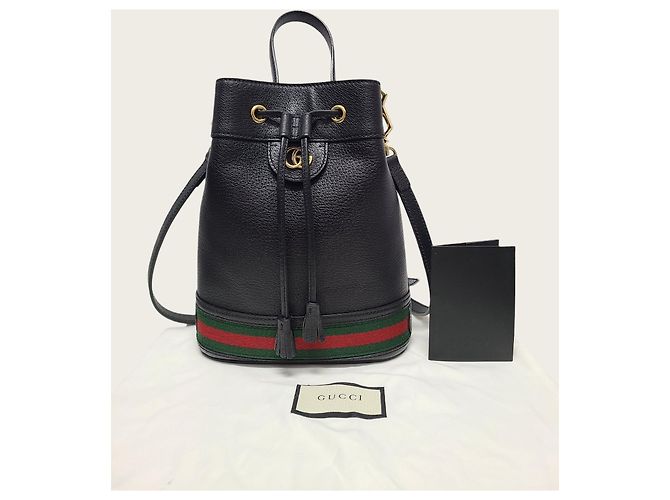 Gucci Piccola borsa bucket Ophidia in pelle nera Nero - vista 7