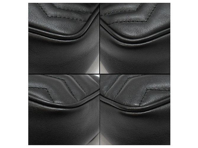 Gucci Borsa a tracolla Super Mini GG Marmont trapuntata nera Nero - vista 12