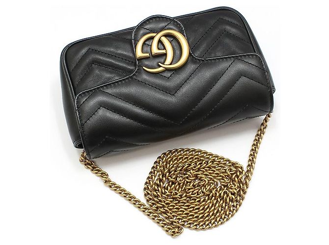 Gucci Borsa a tracolla Super Mini GG Marmont trapuntata nera Nero - vista 3