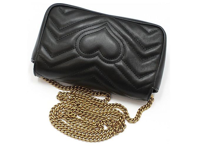 Gucci Borsa a tracolla Super Mini GG Marmont trapuntata nera Nero - vista 4