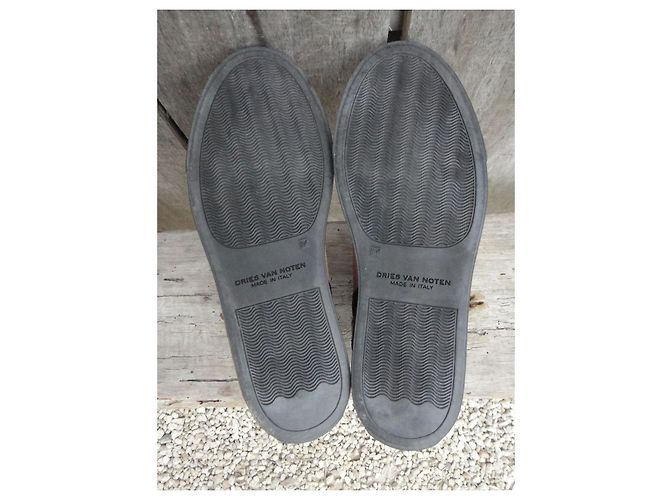 Dries Van Noten Stiefel aus Leder und Samt Braun Schwarz - Ansicht 5