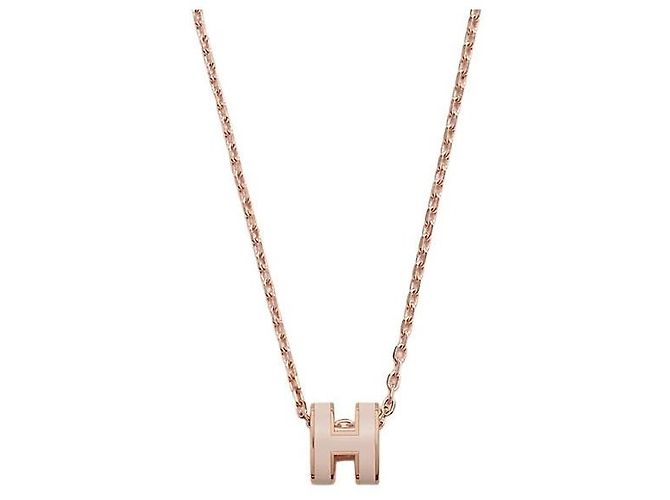 Hermès Mini Pop Anhänger Damen Halskette Roségold Poudre Pink - Ansicht 2