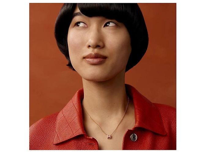 Hermès Mini Pop Anhänger Damen Halskette Roségold Poudre Pink - Ansicht 3