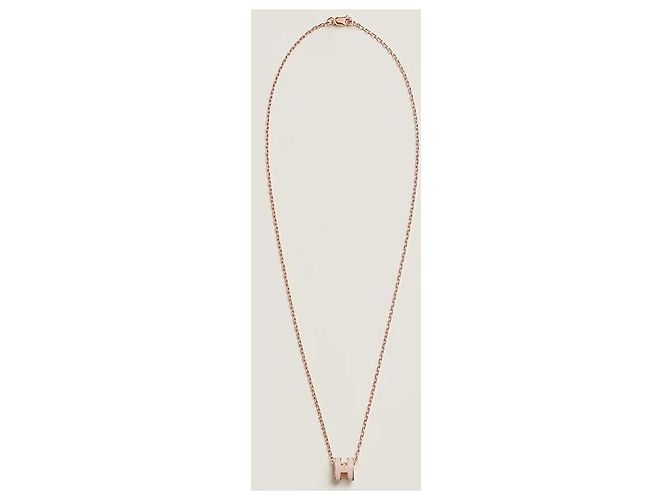 Hermès Mini Pop Anhänger Damen Halskette Roségold Poudre Pink - Ansicht 4