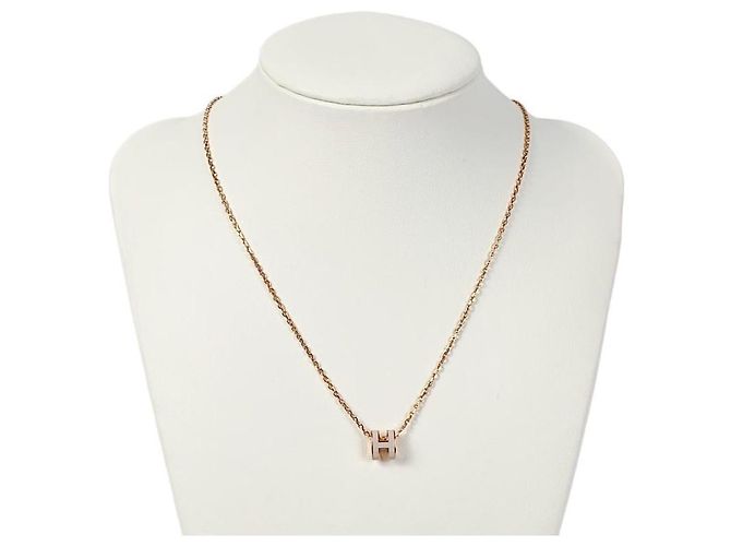 Hermès Mini Pop Anhänger Damen Halskette Roségold Poudre Pink - Ansicht 5