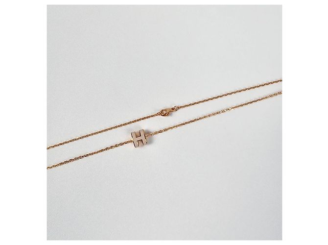 Hermès Mini Pop Anhänger Damen Halskette Roségold Poudre Pink - Ansicht 9