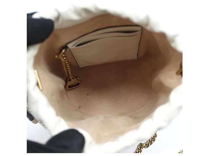 Gucci Borsa a tracolla mini bucket rotonda GG Marmont Bianco - vista 11