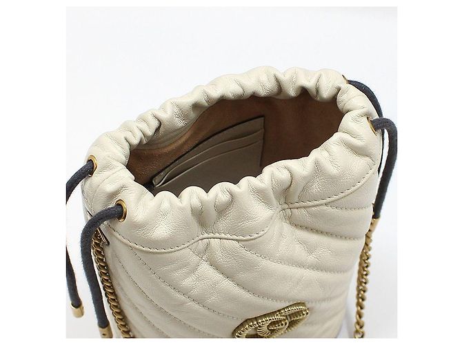 Gucci Borsa a tracolla mini bucket rotonda GG Marmont Bianco - vista 6