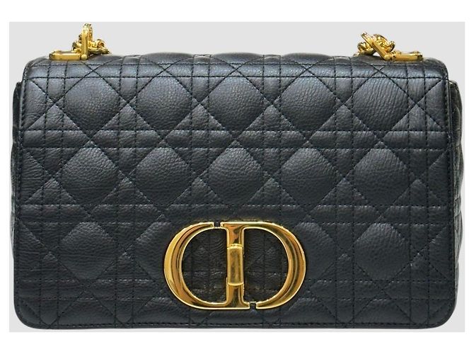 Cannage Dior Borsa nera media con finiture dorate Nero - vista 2