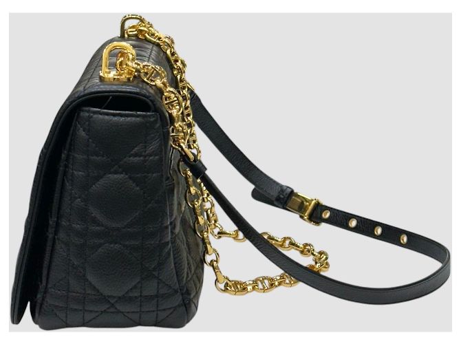 Cannage Dior Borsa nera media con finiture dorate Nero - vista 3
