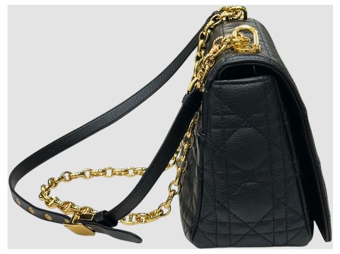 Cannage Dior Borsa nera media con finiture dorate Nero - vista 4
