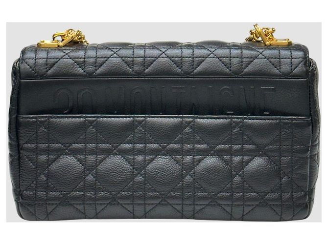 Cannage Dior Borsa nera media con finiture dorate Nero - vista 7
