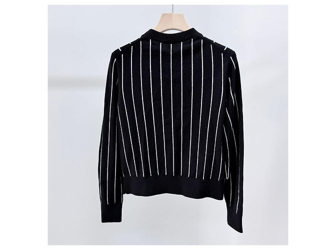 Chanel Strickpullover aus Kaschmir für Damen mit CC-Logo-Streifen Schwarz - Ansicht 4