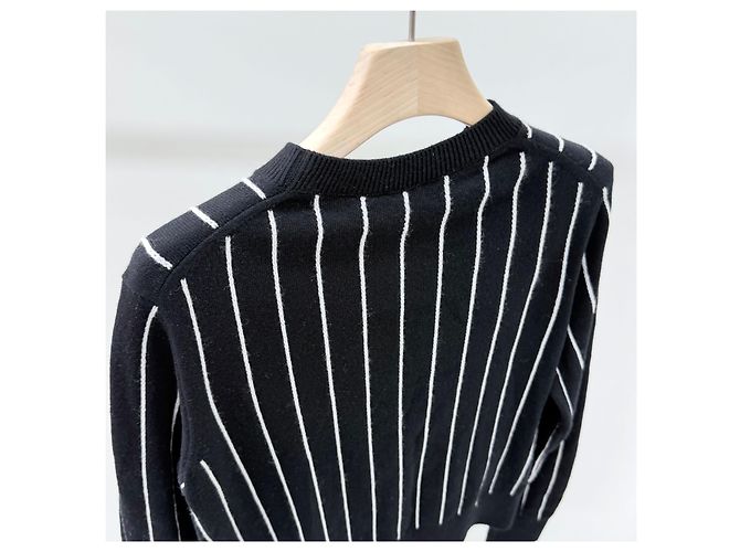 Chanel Strickpullover aus Kaschmir für Damen mit CC-Logo-Streifen Schwarz - Ansicht 5