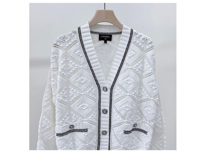 Chanel Strickjacke aus Kaschmir für Damen Weiß - Ansicht 2