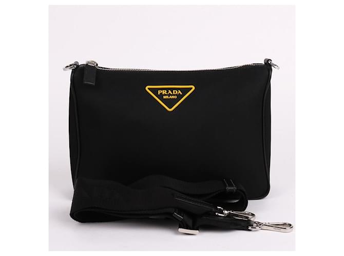 Prada Borsa a tracolla Tessuto Triangle Logo Multi-Strap Nero - vista 2
