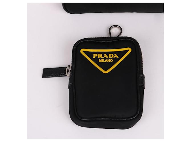 Prada Borsa a tracolla Tessuto Triangle Logo Multi-Strap Nero - vista 9