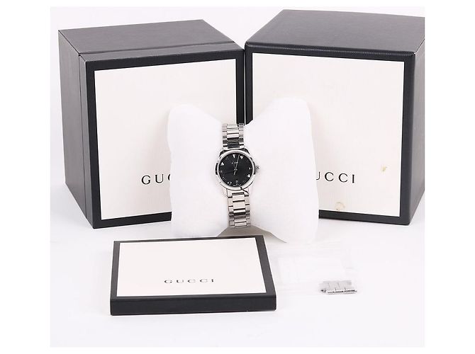 Gucci Zeitlose Stahluhr mit schwarzem Zifferblatt - Ansicht 11