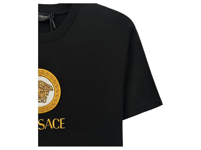 Versace T-shirt à manches courtes avec logo brodé Noir - vue 8