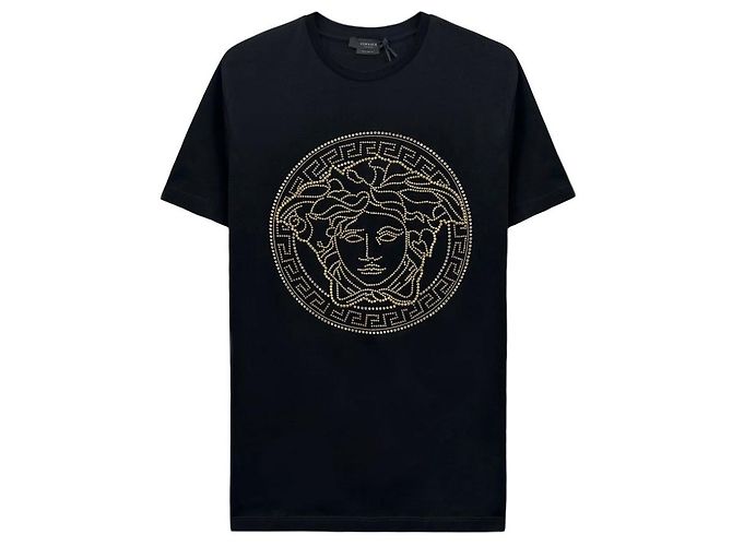 Versace Kurzarm-T-Shirt mit Kristallperlen Schwarz - Ansicht 6
