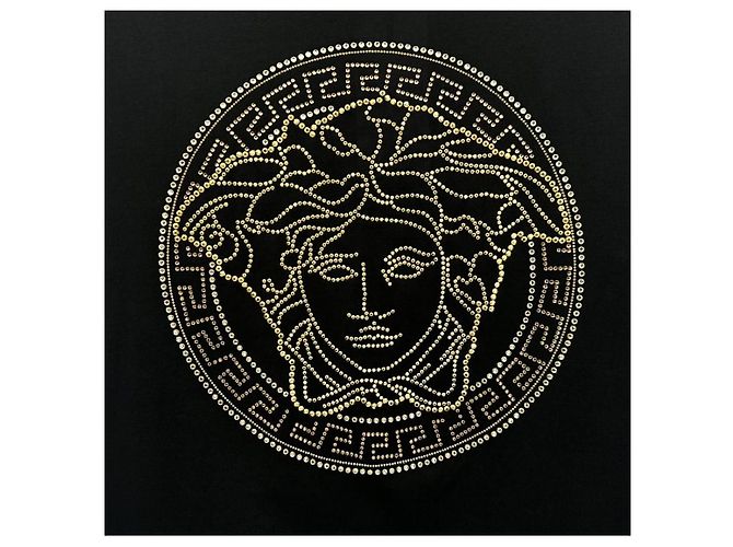Versace Kurzarm-T-Shirt mit Kristallperlen Schwarz - Ansicht 9