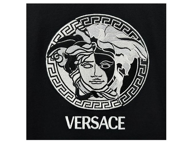 Versace Kurzärmeliges T-Shirt mit besticktem Medusa-Logo Schwarz - Ansicht 7