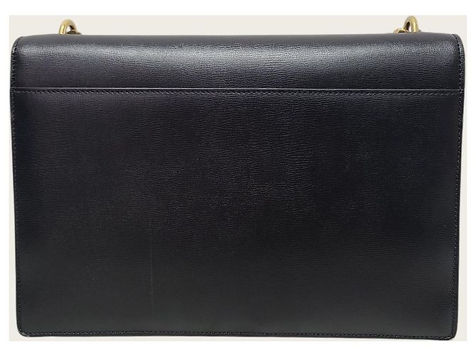 Saint Laurent Borsa a tracolla Large Chain Sunset in pelle di vitello nera con monogramma dorato Nero - vista 5
