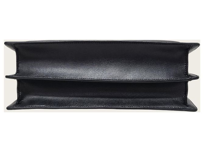 Saint Laurent Borsa a tracolla Large Chain Sunset in pelle di vitello nera con monogramma dorato Nero - vista 6