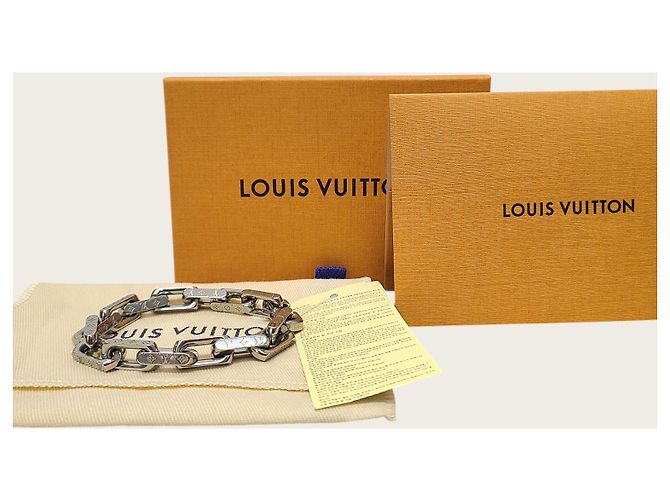 Louis Vuitton Bracciale a catena con monogramma in acciaio argentato Argento - vista 5