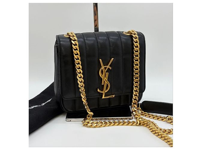 Saint Laurent Borsa a tracolla con catena Vicky Black Nero - vista 4