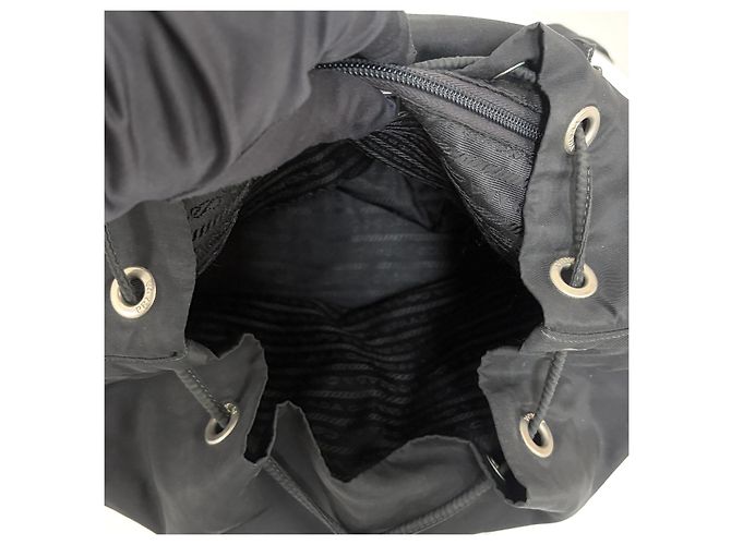 Prada Zaino in Nylon Triangle Logo Medium Nero - vista 12