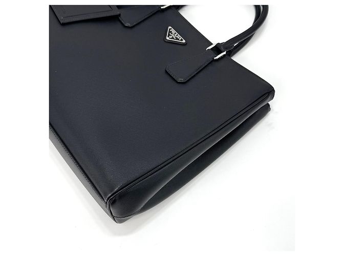 Prada Valigetta Tote Saffiano Triangle Logo Nera Nero - vista 11